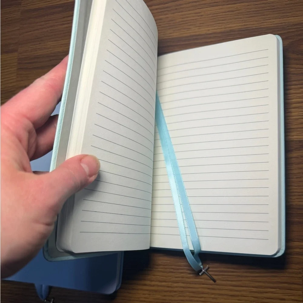 NEW Blue & Mint Cross Journal With Cross Charm Bookmark Bundle